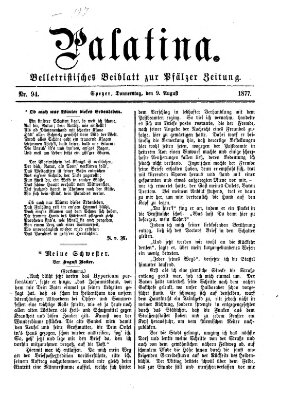 Palatina (Pfälzer Zeitung) Donnerstag 9. August 1877