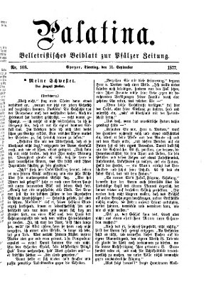 Palatina (Pfälzer Zeitung) Dienstag 11. September 1877