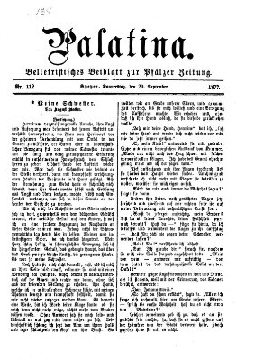 Palatina (Pfälzer Zeitung) Donnerstag 20. September 1877