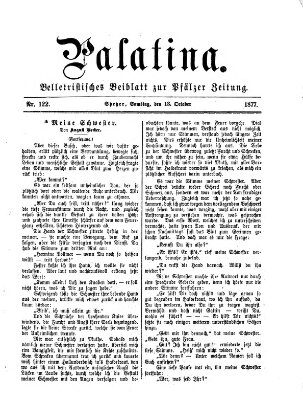 Palatina (Pfälzer Zeitung) Samstag 13. Oktober 1877