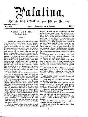 Palatina (Pfälzer Zeitung) Donnerstag 8. November 1877