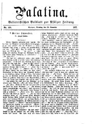 Palatina (Pfälzer Zeitung) Dienstag 20. November 1877