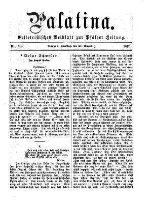 Palatina (Pfälzer Zeitung) Samstag 24. November 1877