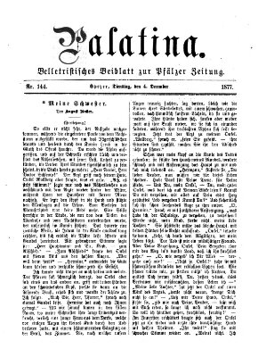 Palatina (Pfälzer Zeitung) Dienstag 4. Dezember 1877