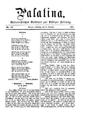 Palatina (Pfälzer Zeitung) Samstag 15. Dezember 1877