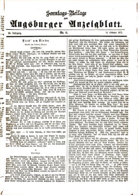 Augsburger Anzeigeblatt. Sonntags-Beilage zum Augsburger Anzeigblatt (Augsburger Anzeigeblatt) Sonntag 11. Februar 1877