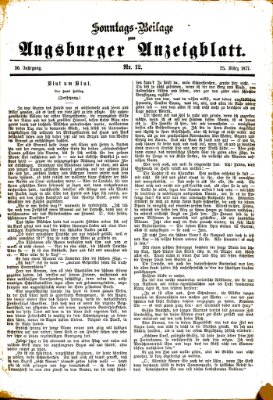 Augsburger Anzeigeblatt. Sonntags-Beilage zum Augsburger Anzeigblatt (Augsburger Anzeigeblatt) Sonntag 25. März 1877