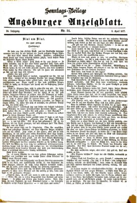 Augsburger Anzeigeblatt. Sonntags-Beilage zum Augsburger Anzeigblatt (Augsburger Anzeigeblatt) Sonntag 8. April 1877