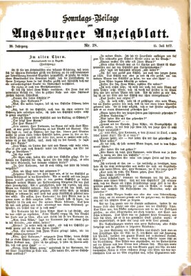 Augsburger Anzeigeblatt. Sonntags-Beilage zum Augsburger Anzeigblatt (Augsburger Anzeigeblatt) Sonntag 15. Juli 1877