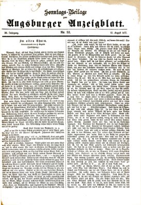 Augsburger Anzeigeblatt. Sonntags-Beilage zum Augsburger Anzeigblatt (Augsburger Anzeigeblatt) Sonntag 12. August 1877