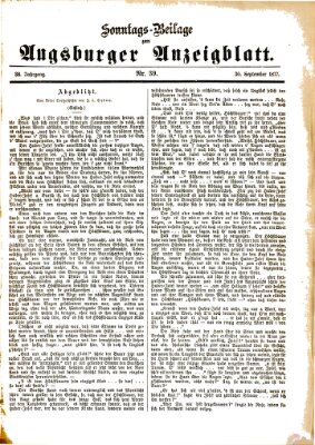 Augsburger Anzeigeblatt. Sonntags-Beilage zum Augsburger Anzeigblatt (Augsburger Anzeigeblatt) Sonntag 30. September 1877