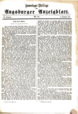 Augsburger Anzeigeblatt. Sonntags-Beilage zum Augsburger Anzeigblatt (Augsburger Anzeigeblatt) Sonntag 2. Dezember 1877