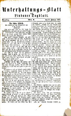 Lindauer Tagblatt für Stadt und Land. Unterhaltungs-Blatt zum Lindauer Tagblatt (Lindauer Tagblatt für Stadt und Land) Samstag 17. Februar 1877