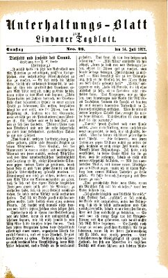 Lindauer Tagblatt für Stadt und Land. Unterhaltungs-Blatt zum Lindauer Tagblatt (Lindauer Tagblatt für Stadt und Land) Samstag 14. Juli 1877