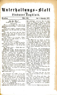 Lindauer Tagblatt für Stadt und Land. Unterhaltungs-Blatt zum Lindauer Tagblatt (Lindauer Tagblatt für Stadt und Land) Samstag 1. September 1877