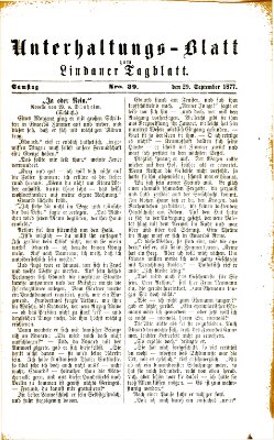 Lindauer Tagblatt für Stadt und Land. Unterhaltungs-Blatt zum Lindauer Tagblatt (Lindauer Tagblatt für Stadt und Land) Samstag 29. September 1877