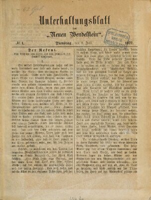 Wendelstein. Unterhaltungsblatt des Wendelstein (Wendelstein) Dienstag 3. Juli 1877