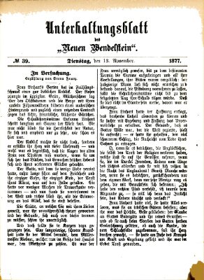 Wendelstein. Unterhaltungsblatt des Wendelstein (Wendelstein) Dienstag 13. November 1877