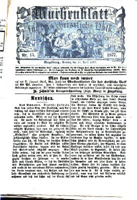 Wochenblatt für das christliche Volk Sonntag 15. April 1877