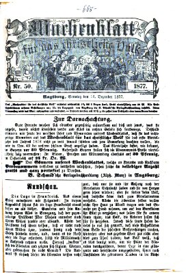 Wochenblatt für das christliche Volk Sonntag 16. Dezember 1877