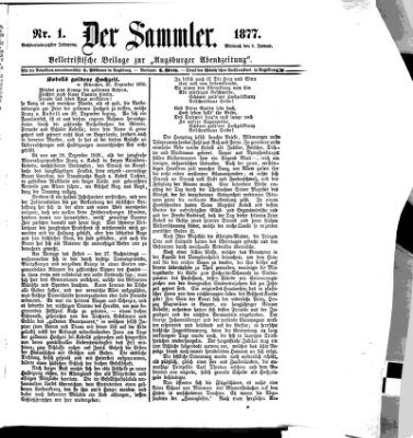 Der Sammler (Augsburger Abendzeitung) Mittwoch 3. Januar 1877