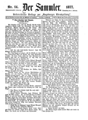 Der Sammler (Augsburger Abendzeitung) Donnerstag 1. Februar 1877