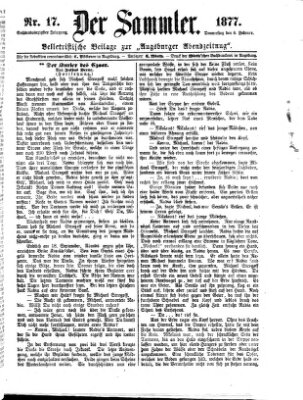 Der Sammler (Augsburger Abendzeitung) Donnerstag 8. Februar 1877