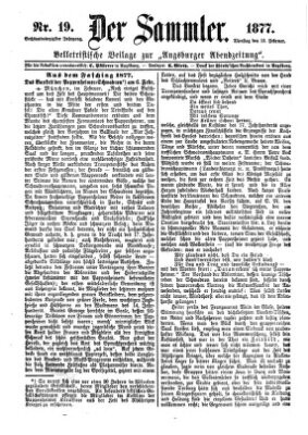 Der Sammler (Augsburger Abendzeitung) Dienstag 13. Februar 1877