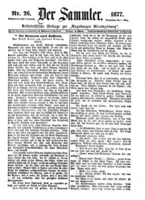 Der Sammler (Augsburger Abendzeitung) Donnerstag 1. März 1877