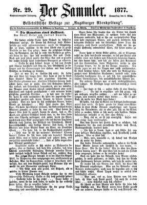 Der Sammler (Augsburger Abendzeitung) Donnerstag 8. März 1877