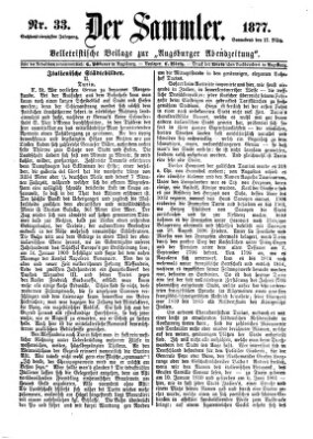 Der Sammler (Augsburger Abendzeitung) Samstag 17. März 1877