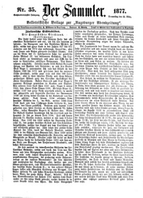 Der Sammler (Augsburger Abendzeitung) Donnerstag 22. März 1877