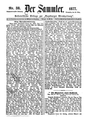 Der Sammler (Augsburger Abendzeitung) Donnerstag 29. März 1877