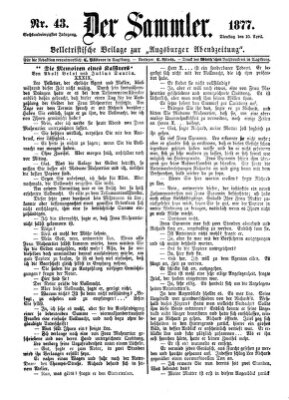 Der Sammler (Augsburger Abendzeitung) Dienstag 10. April 1877