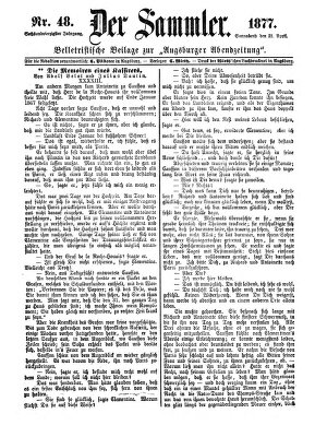 Der Sammler (Augsburger Abendzeitung) Samstag 21. April 1877