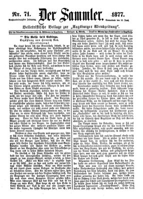 Der Sammler (Augsburger Abendzeitung) Samstag 16. Juni 1877