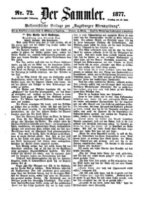 Der Sammler (Augsburger Abendzeitung) Dienstag 19. Juni 1877