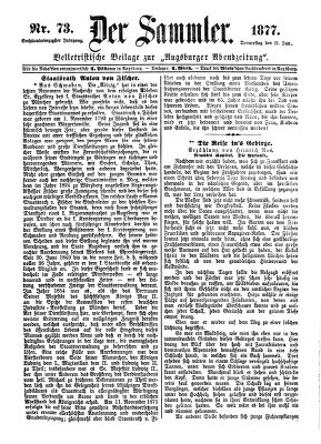 Der Sammler (Augsburger Abendzeitung) Donnerstag 21. Juni 1877