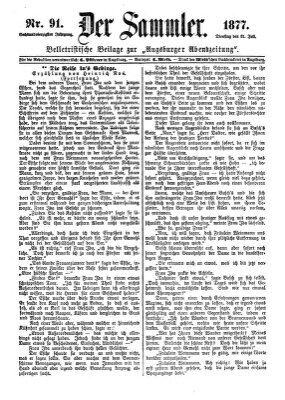 Der Sammler (Augsburger Abendzeitung) Dienstag 31. Juli 1877