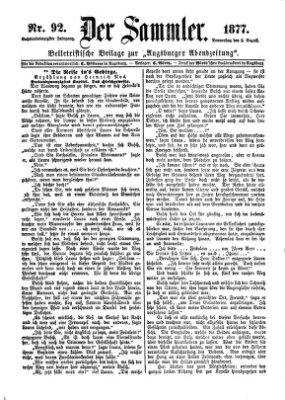 Der Sammler (Augsburger Abendzeitung) Donnerstag 2. August 1877