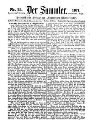 Der Sammler (Augsburger Abendzeitung) Samstag 4. August 1877