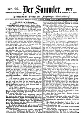 Der Sammler (Augsburger Abendzeitung) Samstag 11. August 1877