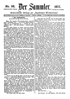 Der Sammler (Augsburger Abendzeitung) Donnerstag 16. August 1877