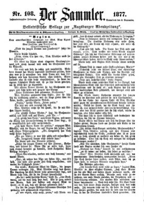 Der Sammler (Augsburger Abendzeitung) Samstag 8. September 1877