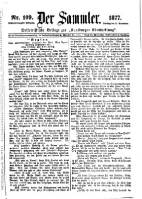 Der Sammler (Augsburger Abendzeitung) Dienstag 11. September 1877