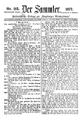 Der Sammler (Augsburger Abendzeitung) Donnerstag 20. September 1877