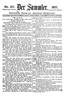 Der Sammler (Augsburger Abendzeitung) Samstag 29. September 1877