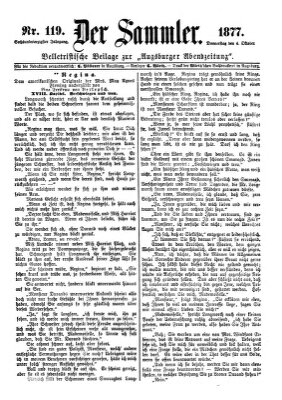 Der Sammler (Augsburger Abendzeitung) Donnerstag 4. Oktober 1877