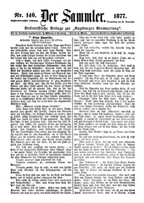 Der Sammler (Augsburger Abendzeitung) Donnerstag 22. November 1877