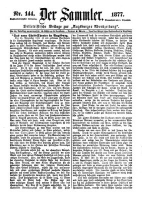 Der Sammler (Augsburger Abendzeitung) Samstag 1. Dezember 1877